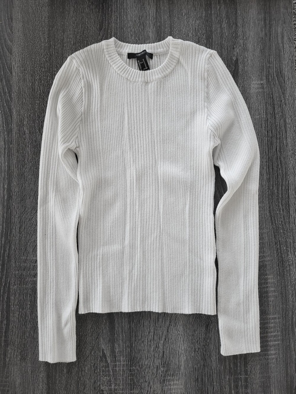 Forever 21 White Ribbed Sweater